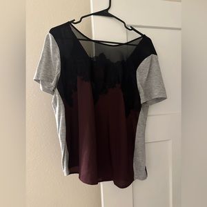 Blouse maroon, black, grey